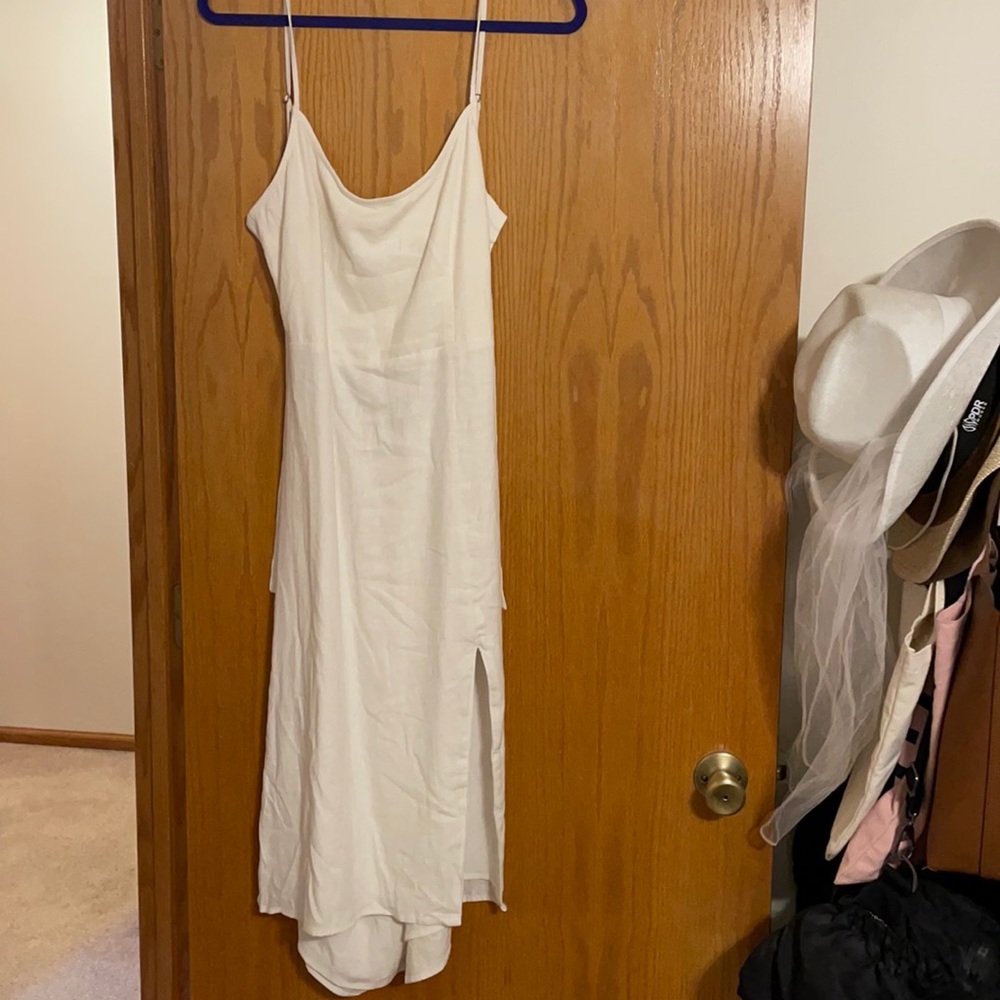 Abercrombie & Fitch White Slip Midi Dress